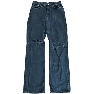 Zara High Rise Straight Leg Black Distressed Knee Jeans in Black Women’s Size 8